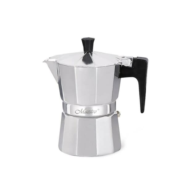Vanhanaikainen Italialainen Mokkapannu Feel Maestro MR-1666-3 Musta Hopeinen Alumiini 150 ml 3 Puodeliai