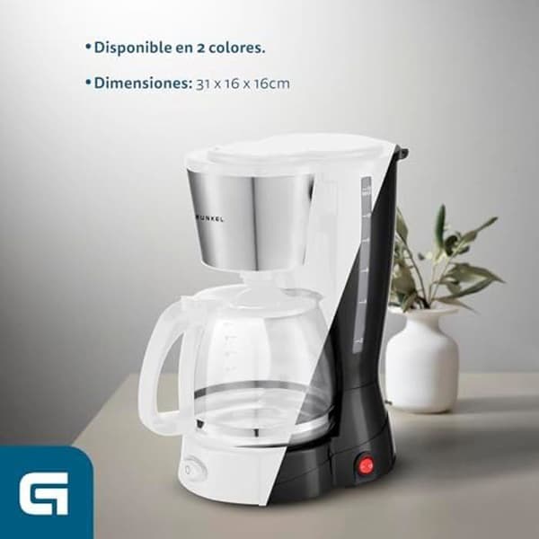 Vit dropp kaffebryggare - Grunkel - Kapacitet 1,5L - Permanent filter - 800W