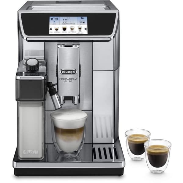 Automatisk espressomaskin med kvarn - DELONGHI - PrimaDonna Elite ECAM 650.75.MS - Rostfri stång