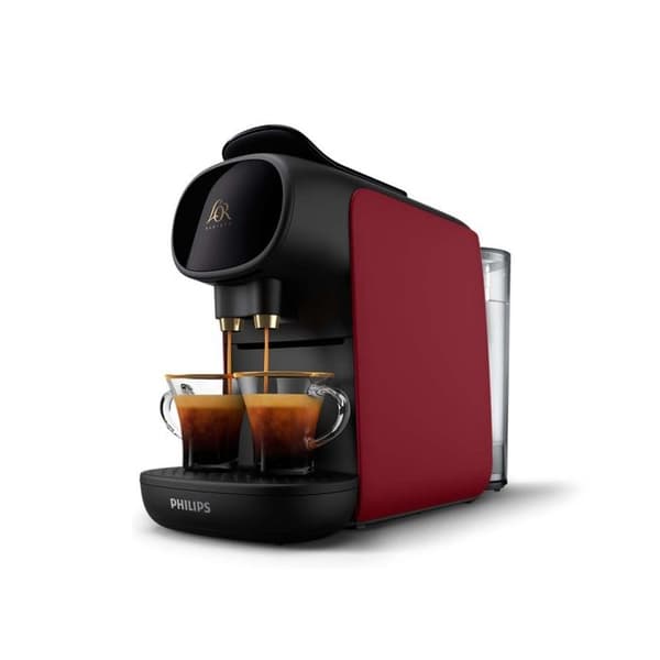 PHILIPS L'OR Barista Red kapselkaffemaskin, kompatibel med L'OR-kapslar (enkla och dubbla) och Nespresso, behållare