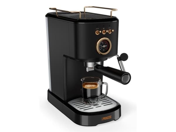 Princess 249417, Espressomaskin, 1,2 l, Kaffe kapsyl, Malt kaffe, 1100 W, Sort