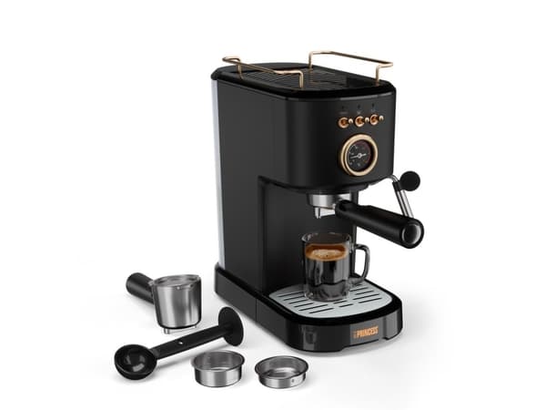 Princess 249417, Espressomaskin, 1,2 l, Kaffe kapsyl, Malt kaffe, 1100 W, Sort