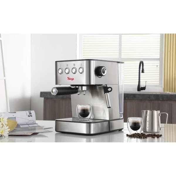 Sirge LUSSY Espressomaskin och cappuccino - 3 kaffefilter - 1100 W med cappuccinofunktion och pappers-PODS [ese44]