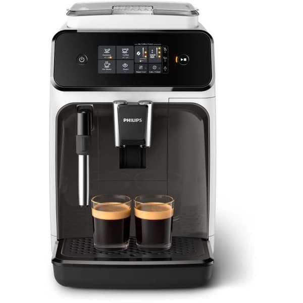 Maskin espresso kvarn automatisk - PHILIPS - EP1223/00 - Klassisk mjölkskummare - Keramisk kvarn - Vit och svart