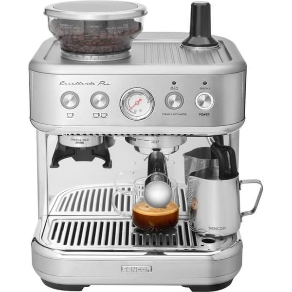 Espressomaskin - SENCOR - SES 6010SS - 15 barer - Kaffekvarn - 250 g bönor - Rostfritt stål