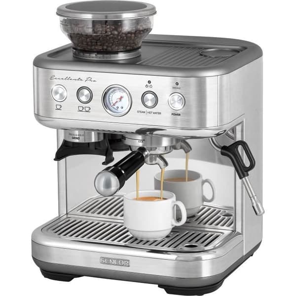 Espressomaskin - SENCOR - SES 6010SS - 15 barer - Kaffekvarn - 250 g bönor - Rostfritt stål