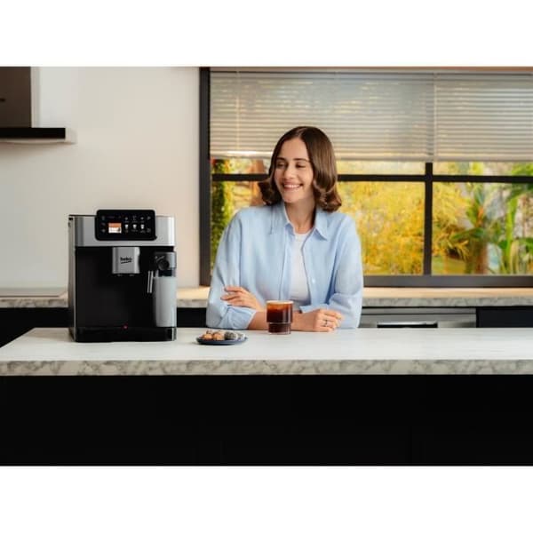 Kaffemaskin med kvarn - BEKO - CEG7348X - 1350 W - 250g bönor - Svart / Silver