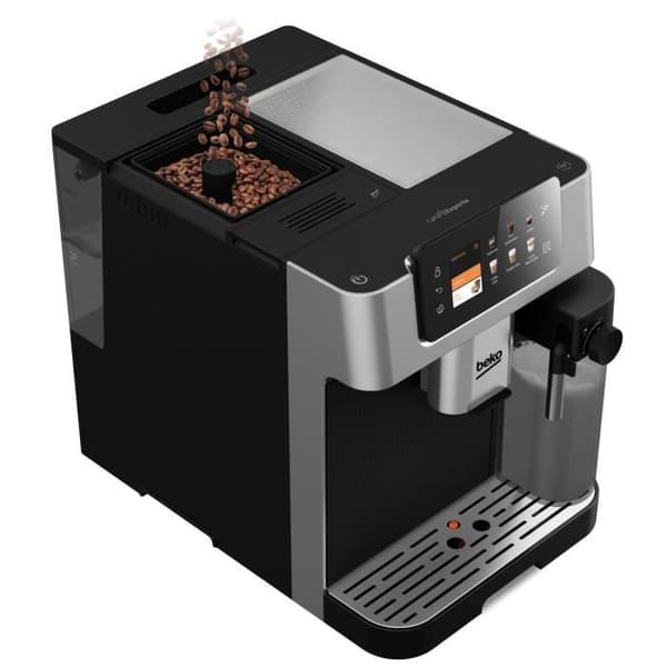 Kaffemaskin med kvarn - BEKO - CEG7348X - 1350 W - 250g bönor - Svart / Silver