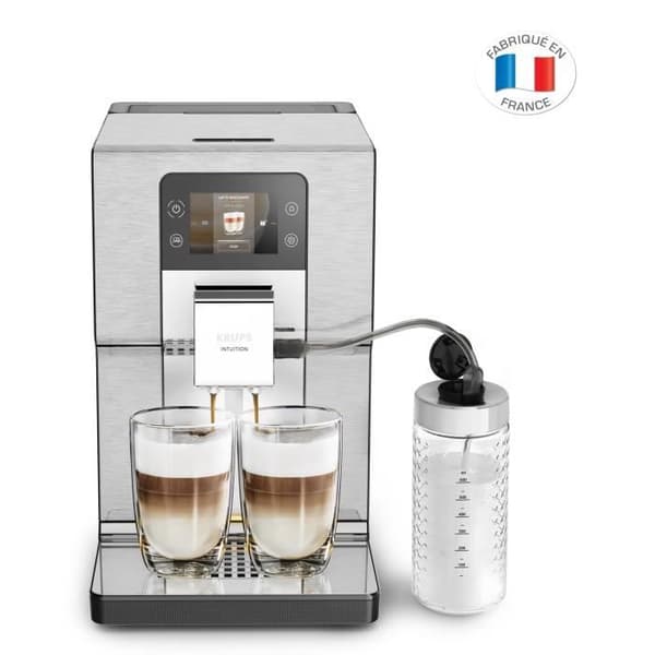 KRUPS EA877D10 Intuition Experience+ Bön till kopp kaffemaskin, 4 intensitetsnivåer, anpassningsbar, Borstat rostfritt stål