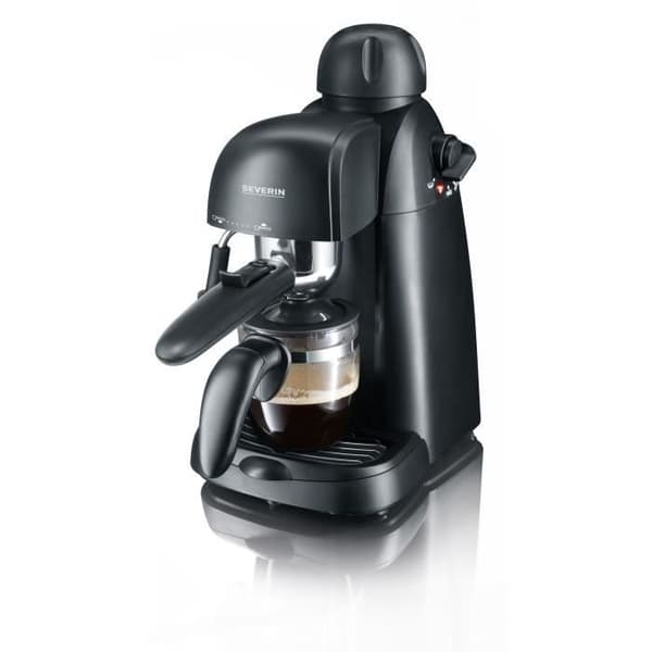 SEVERIN KA5978 Espressobryggare, Ånga för mjölkskum, liten espressomaskin, 4 koppar kaffemaskin, 3,5 bars pump, svart
