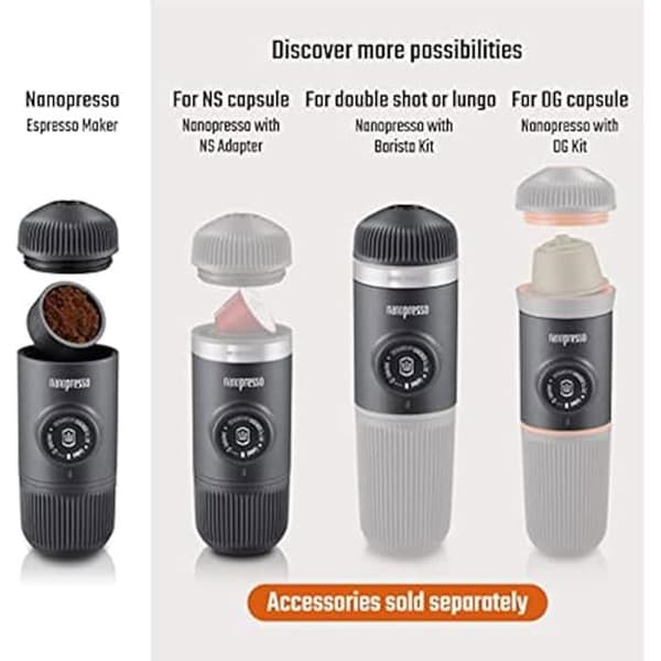 Bärbar Espressomaskin - WACACO - Nanopresso - S-Case Inkluderad - Manual - 15 Bar