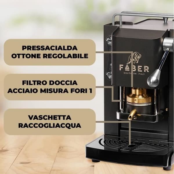 Espressomaskin Faber Pro Mini Deluxe ESE-kapslar 44mm Kromfinish