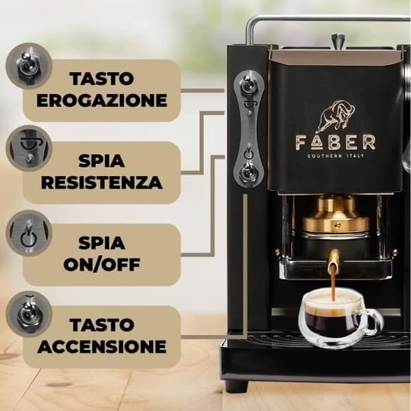 Espressomaskin Faber Pro Mini Deluxe ESE-kapslar 44mm Kromfinish