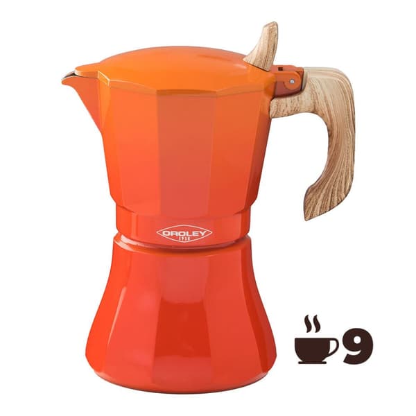Italiensk Kaffekande Oroley Petra Orange Aluminium 9 Kopper