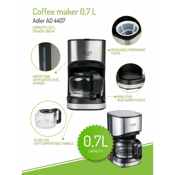 Kaffebryggare Adler AD 4407 550 W 700 ml