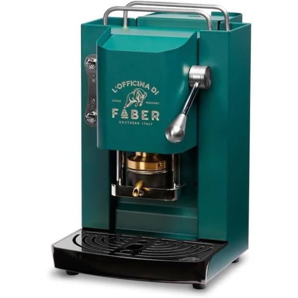 Espresso kaffemaskin Faber Pro Deluxe ESE 44 mm Kromfinish Pressacialda i messing British Green