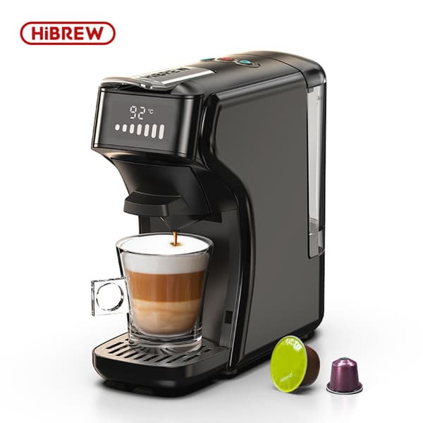 Hibrew H1B 6-i-1 Kaffebryggare 600ml Vattentank 19 Bar Tryckutvinning Kall/Varmt Läge LED-indikator Svart