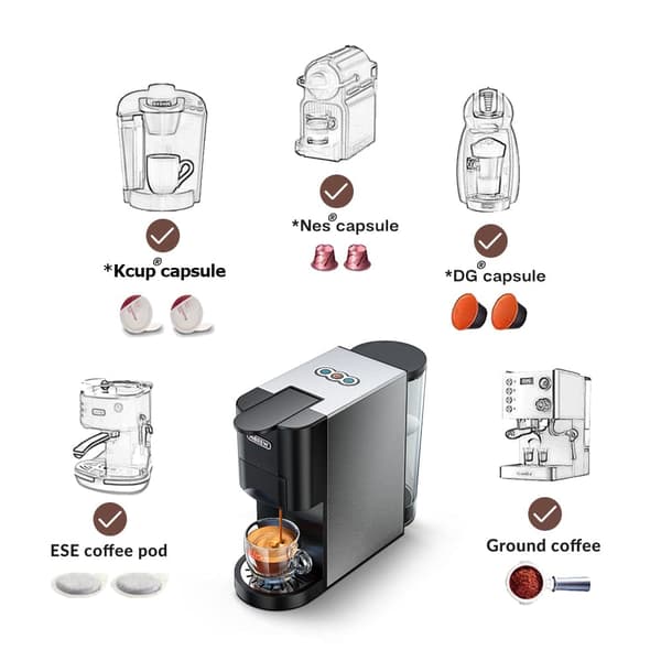 Hibrew H3A 5-i-1 Kaffemaskin 19 bar tryck 1000 ml vattentank Anti-torkningsskydd