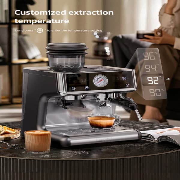 HiBREW H7A Espressomaskin med dubbelt pannasystem, 20 bar, nominell effekt 1380~1550W, 2,8 tums kapacitet