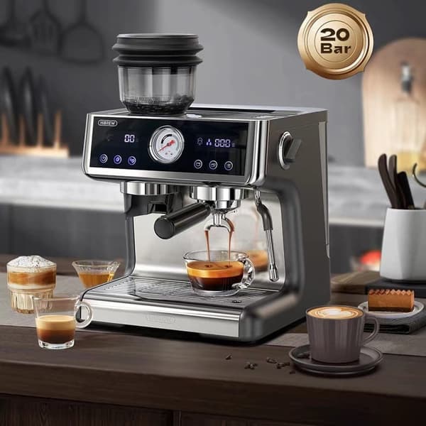 HiBREW H7A Espressomaskin med dubbelt pannasystem, 20 bar, nominell effekt 1380~1550W, 2,8 tums kapacitet