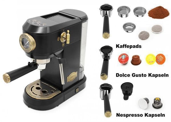 KAISER Espressomaskin KA 2005 Em, Kaffeautomat i antracit, Espressomaskin med portafilter, 19 bar