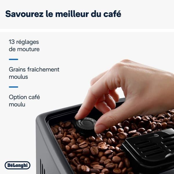 Delonghi - ECAM372.95.TB - De'Longhi Dinamica Plus, kaffe- och cappucinomaskin med kvarn, titan/svart