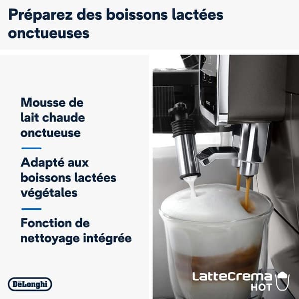 Delonghi - ECAM372.95.TB - De'Longhi Dinamica Plus, kaffe- och cappucinomaskin med kvarn, titan/svart