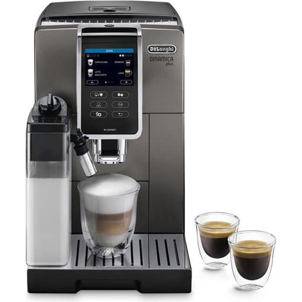 Delonghi - ECAM372.95.TB - De'Longhi Dinamica Plus, kaffe- och cappucinomaskin med kvarn, titan/svart