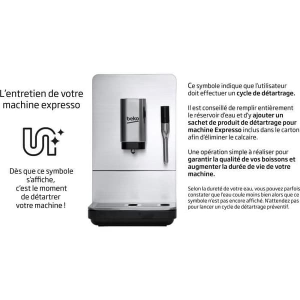BEKO ceg5301x - Kompakt automatisk espressomaskin - 1350W - Inbyggd kaffebönkvarn - 19 barer - Front i rostfritt stål