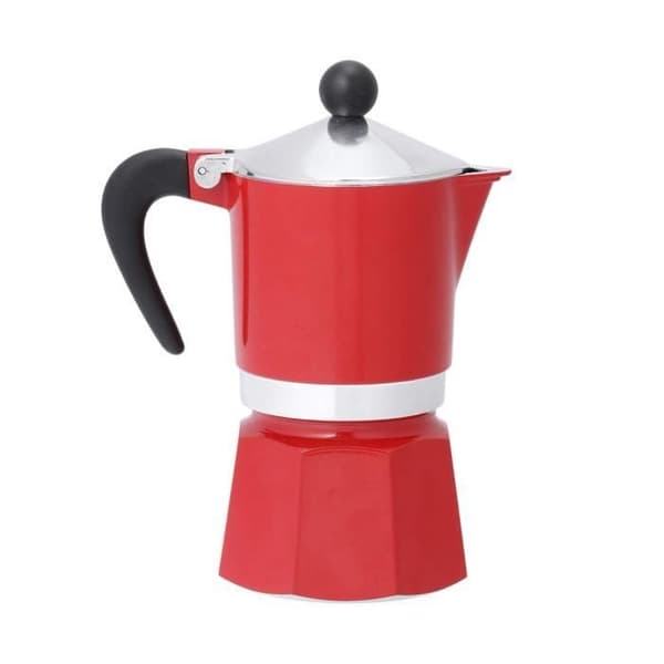 Bialetti 4962 - KVM SWITCH - Espressomaskin för 3 koppar, aluminium, röd, 30 x 20 x 15 cm