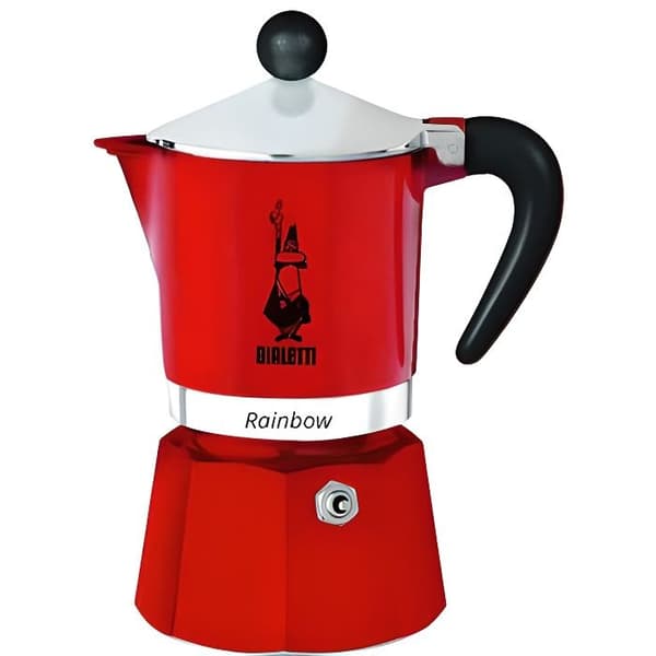 Bialetti 4962 - KVM SWITCH - Espressomaskin för 3 koppar, aluminium, röd, 30 x 20 x 15 cm