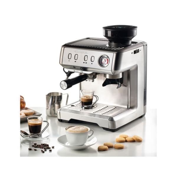 Ariete espressomaskin med kvarn - modell 1313 - Grå - 15 bar - Espresso - Malet kaffe