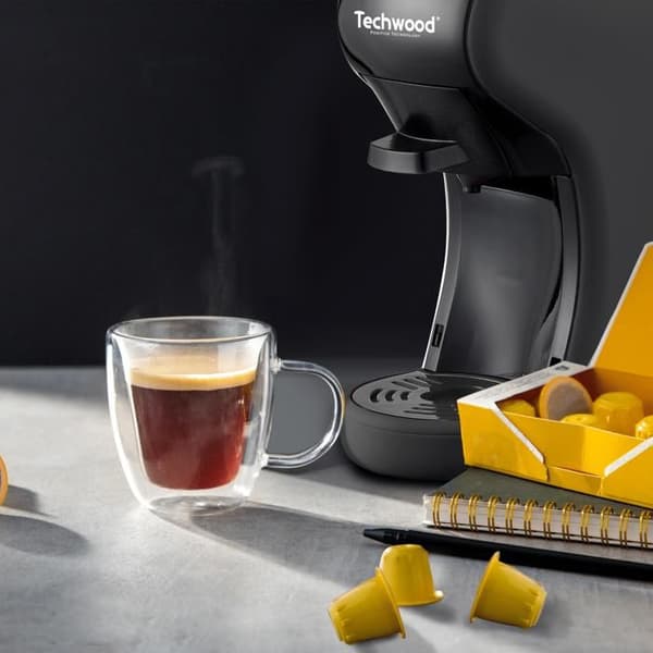 Cafémaskin Expresso - TECHWOOD - Multi'Caps - 19 Bar - Vattentank 600mL - Kompatibla Kapslar
