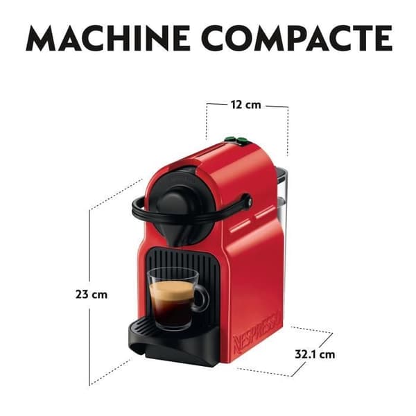 KRUPS Nespresso Inissia Kaffemaskin NESPRESSO för Espresso-kapslar, Tryck 19 bar, Automatisk avstängning, Röd, YY1531FD