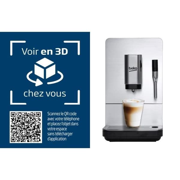 Automatisk kvarn espressomaskin - BEKO CEG5311X - Svart / Rostfritt stål - Ultrakompakt - 1350 W / 15 barer