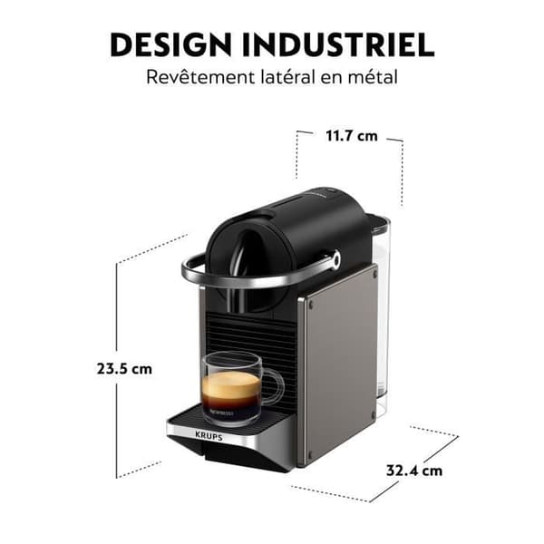 NESPRESSO KRUPS Pixie Pod eller kapsel kaffemaskin, 19 barer, 0,7 L tank, Titan YY5290FD
