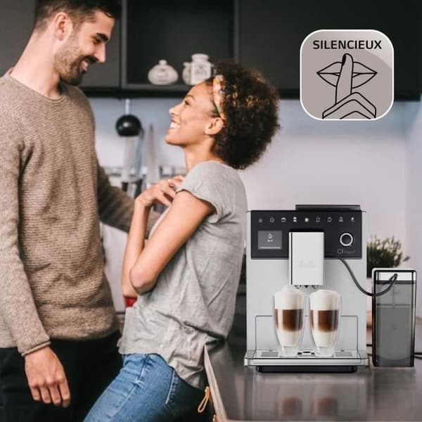 MELITTA CI Touch F630-101 Kahvinkeitin jauhimella - Irrotettava säiliö 1,8 l - 2 papusäiliötä - Kosketusnäyttö - Hopea