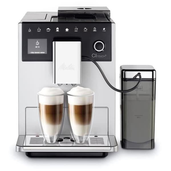 MELITTA CI Touch F630-101 Kahvinkeitin jauhimella - Irrotettava säiliö 1,8 l - 2 papusäiliötä - Kosketusnäyttö - Hopea