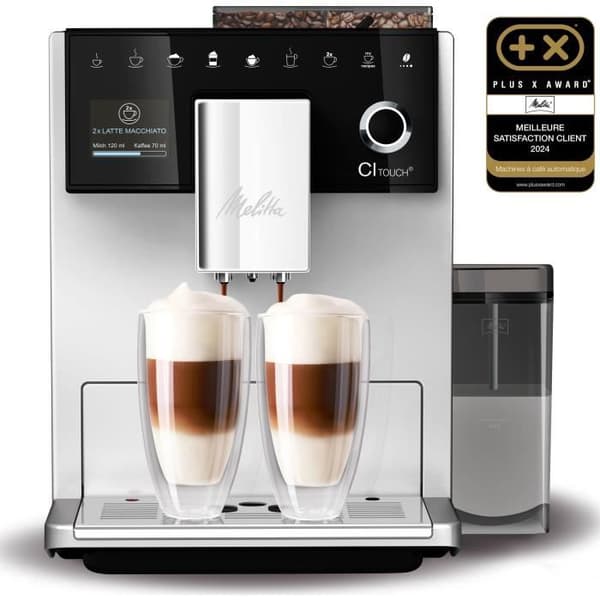 MELITTA CI Touch F630-101 Kahvinkeitin jauhimella - Irrotettava säiliö 1,8 l - 2 papusäiliötä - Kosketusnäyttö - Hopea
