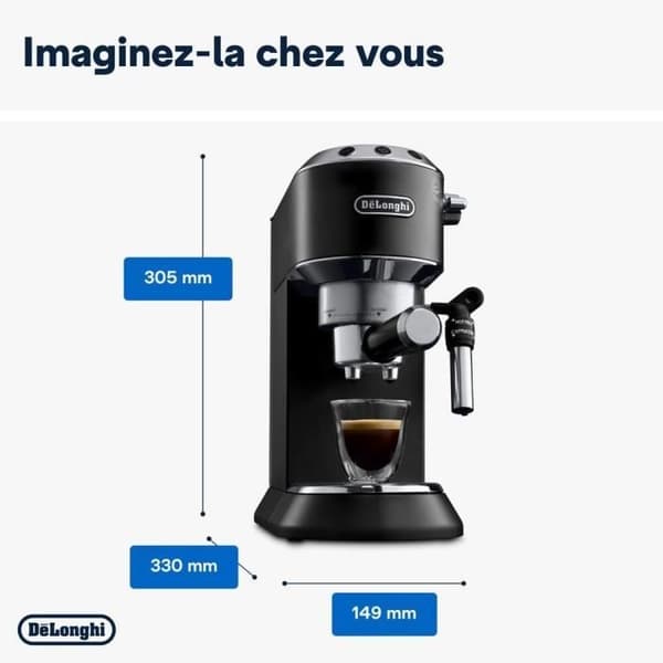Klassisk espressomaskine - DELONGHI - EC685.BK Dedica Style - Formalet kaffe og ESE-kapsler - 15 barer - 1L - Sort