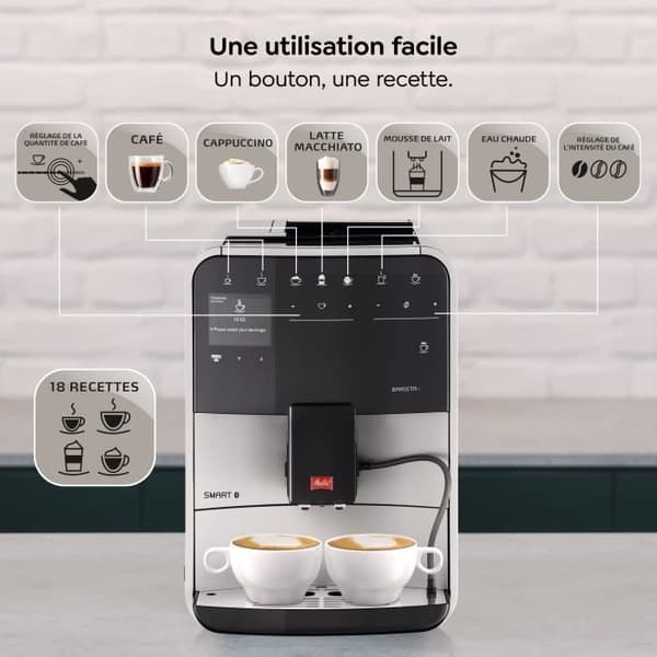 MELITTA Barista T Smart Bean-to-Ban kaffemaskine - Sølv (uden mælketank)