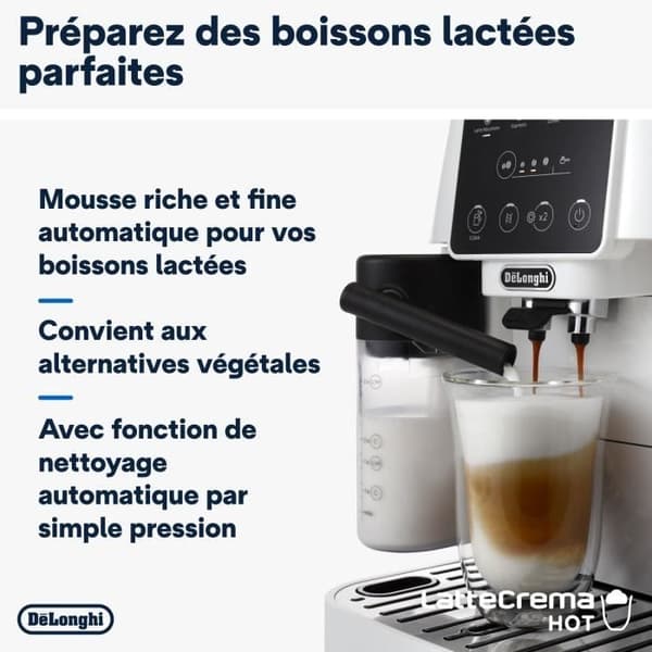 DELONGHI Magnifica Start ECAM220.61.W Espressokværn - Rustfrit stål Hvid - Kaffemaskine med bønner og kop