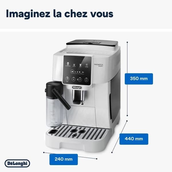 DELONGHI Magnifica Start ECAM220.61.W Espressokværn - Rustfrit stål Hvid - Kaffemaskine med bønner og kop
