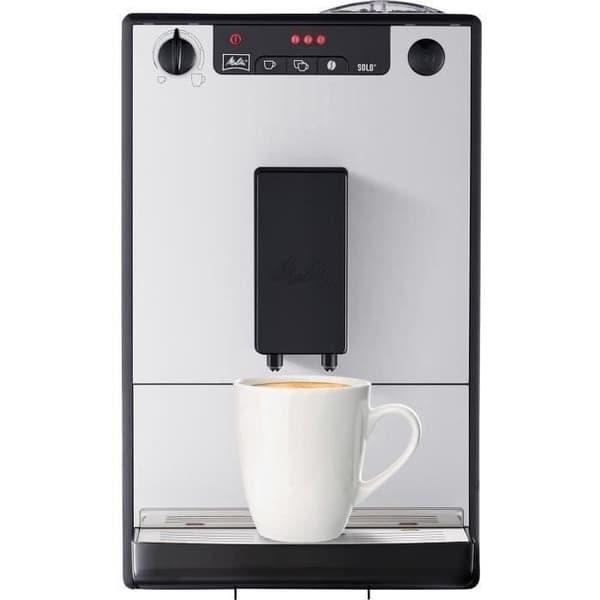 MELITTA E950-666 - Solo Pure Silver automatisk kaffemaskin - 1400W - 3 intensitetsnivåer - bönbehållare 125 g