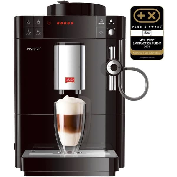 Passione kaffemaskine med sorte bønner og kop