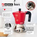 Miniatyrbild 3 av 6: MONIX induktion i rostfritt stål | Italiensk kaffebryggare aluminium och rostfritt stål, 6 koppar, värmebeständigt handtag, lätt att