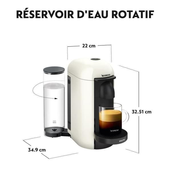 NESPRESSO KRUPS Vertuo Plus kaffemaskin, espressobryggare, elfenbensvit YY3916FD