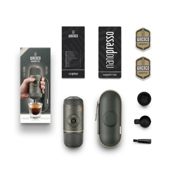 Bärbar Espresso Kaffemaskin Nanopresso Dark Souls + WACACO Fodral Grå