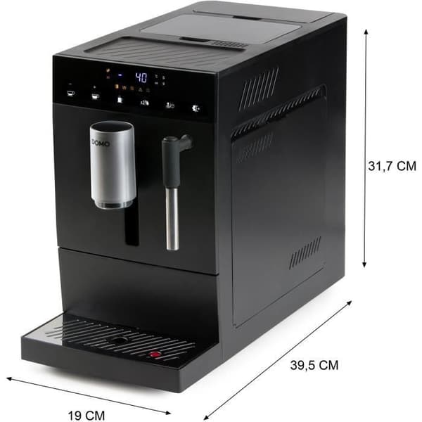 Automatisk espressomaskin med kvarn - DOMO - DO1150K - 1350 W - 19 bar - 125 g kaffe - Svart
