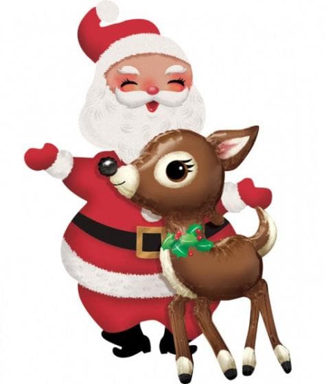 folieballong AirWalkers Santa & Ren 121 cm röd/brun